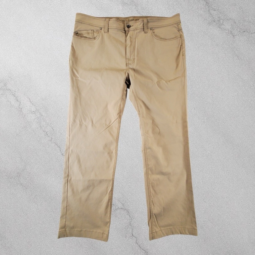Prana Pants Mens 40x30 Tan Slim Fit Hiking Outdoor Casual Performance Golf Khaki